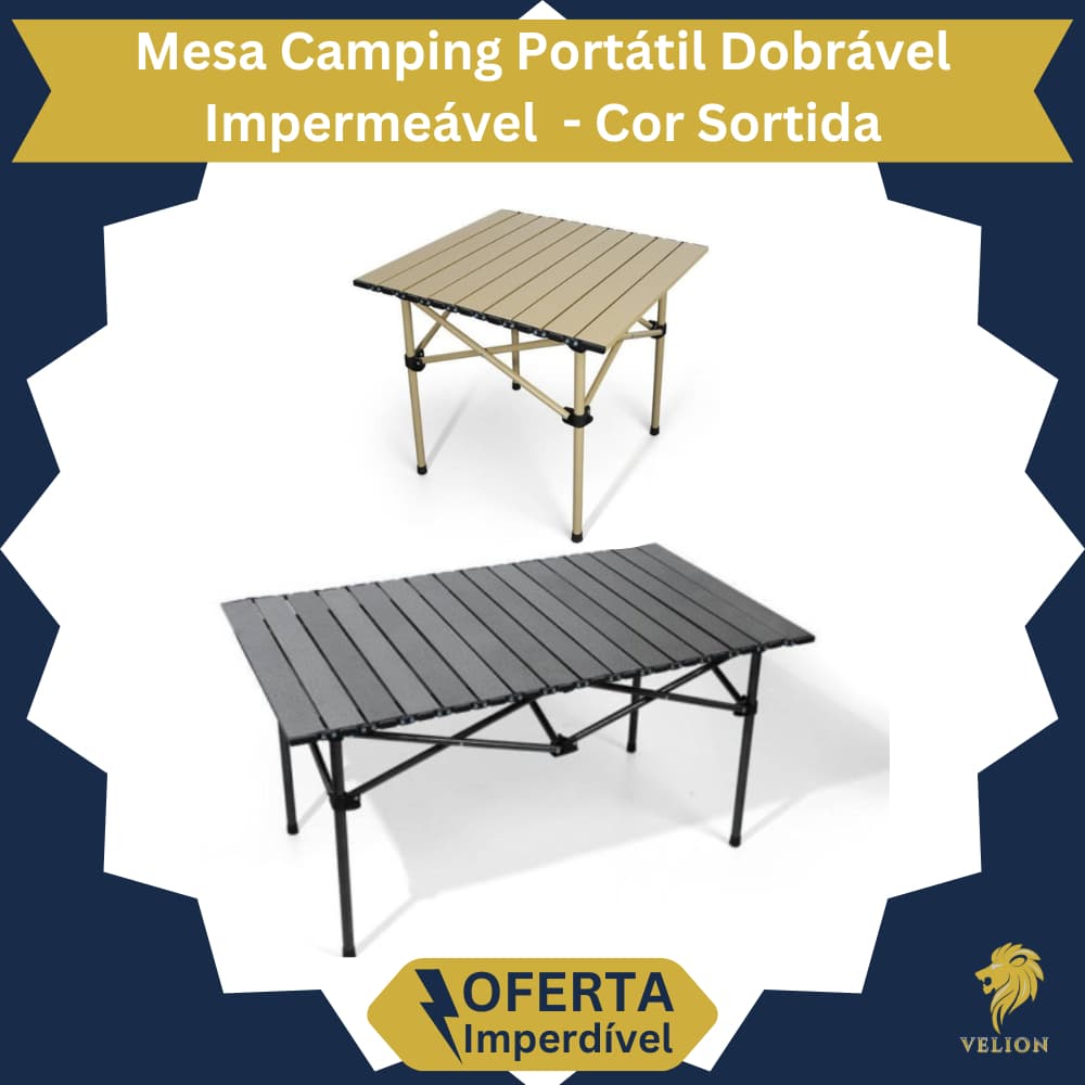 Mesa Camping Portátil Dobrável Impermeável Montável  Acampamento Área Interna e Externa cor Sortida