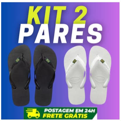 Kit Dois Pares Chinelo Havaianas Da Bandeirinha Original Sandalia De Dedo Masculina Feminina