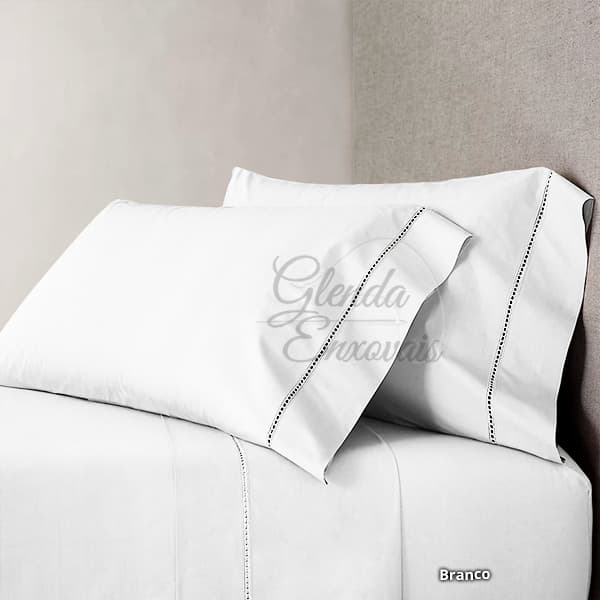 2 Pares de Fronhas com Ponto Palito Micropercal 400 Fios - 70cm x 50cm