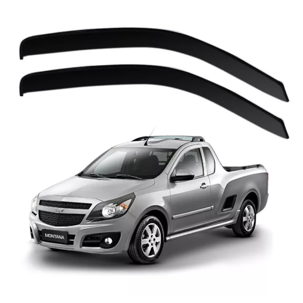 Calha Defletor Chuva Chevrolet Montana 2011 ate 2022 Fume 2 Portas Com Dupla Face