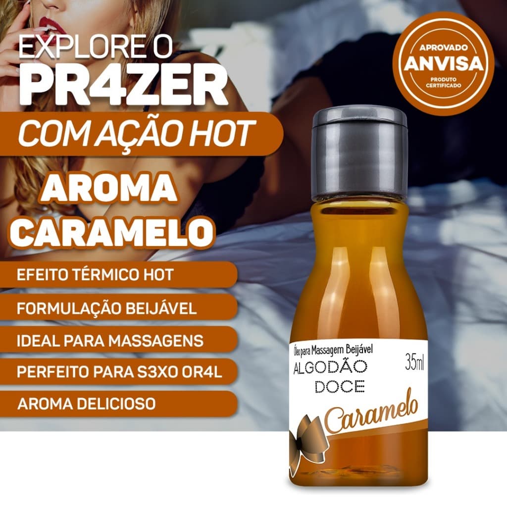 ÓLEO BEIJÁVEL ALGODÃO DOCE 35ML HOT PARA UMA SENSAÇÃO AGRADÁVEL