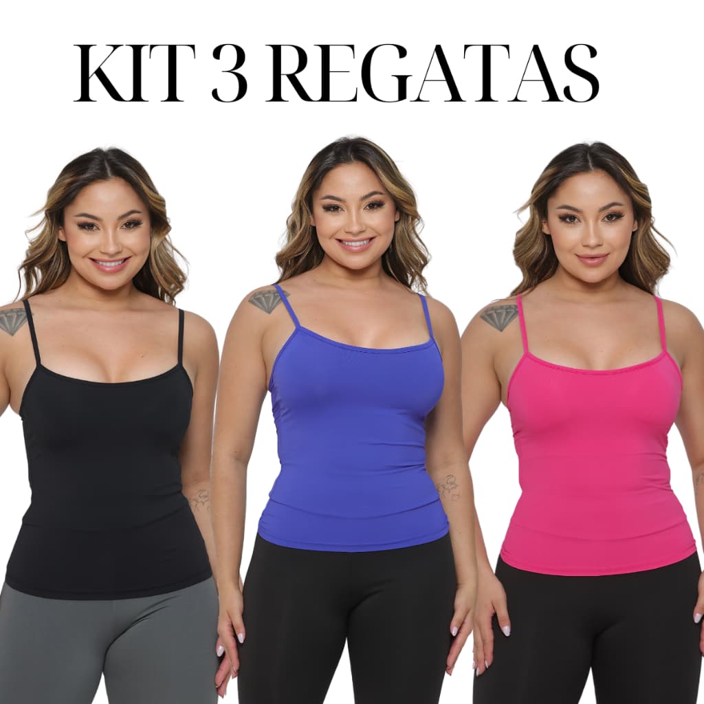 Kit 3 Regatas Feminina Regata Suplex Academia