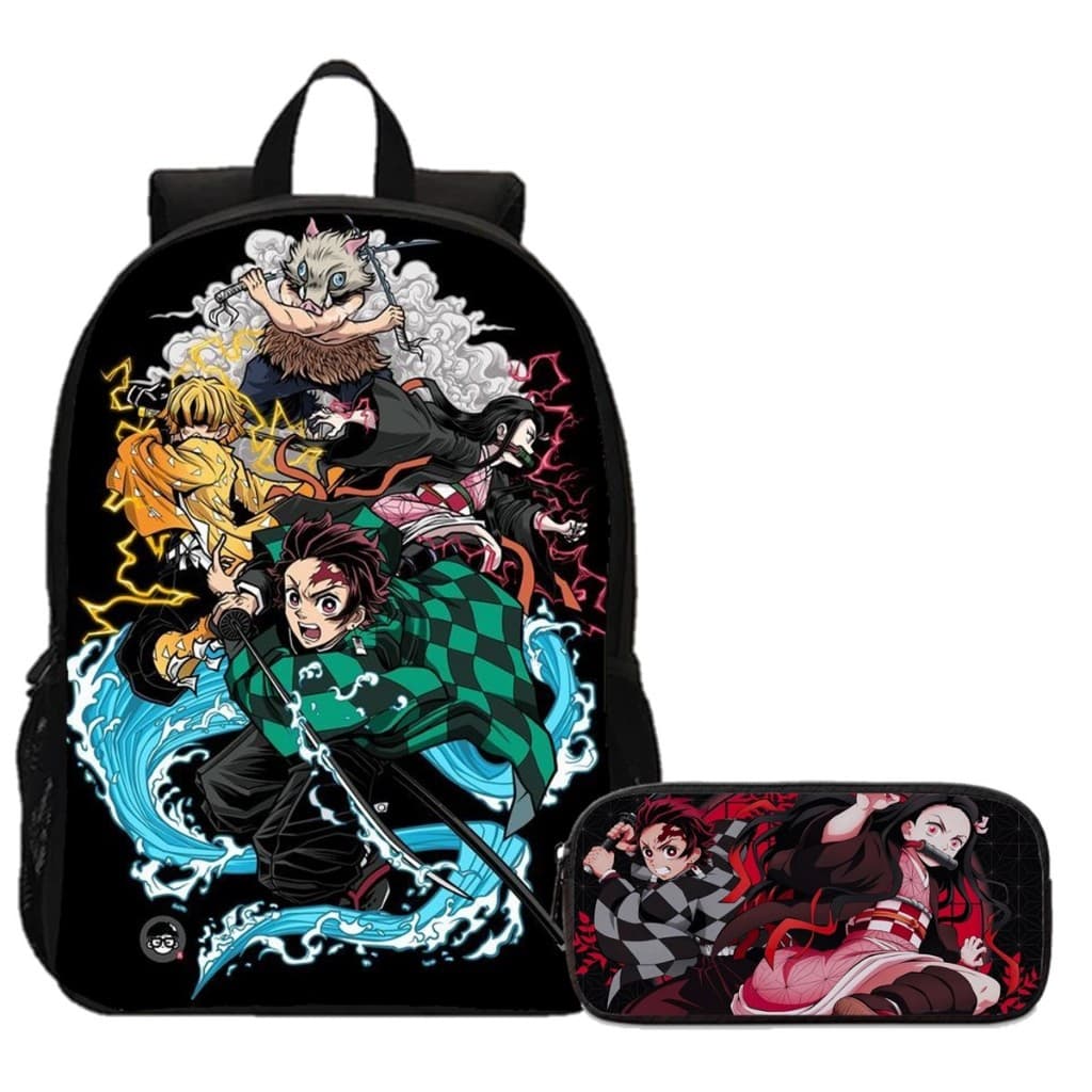 Kit Mochila + Estojo Volta As Aulas Infantil Demons Slayer Anime