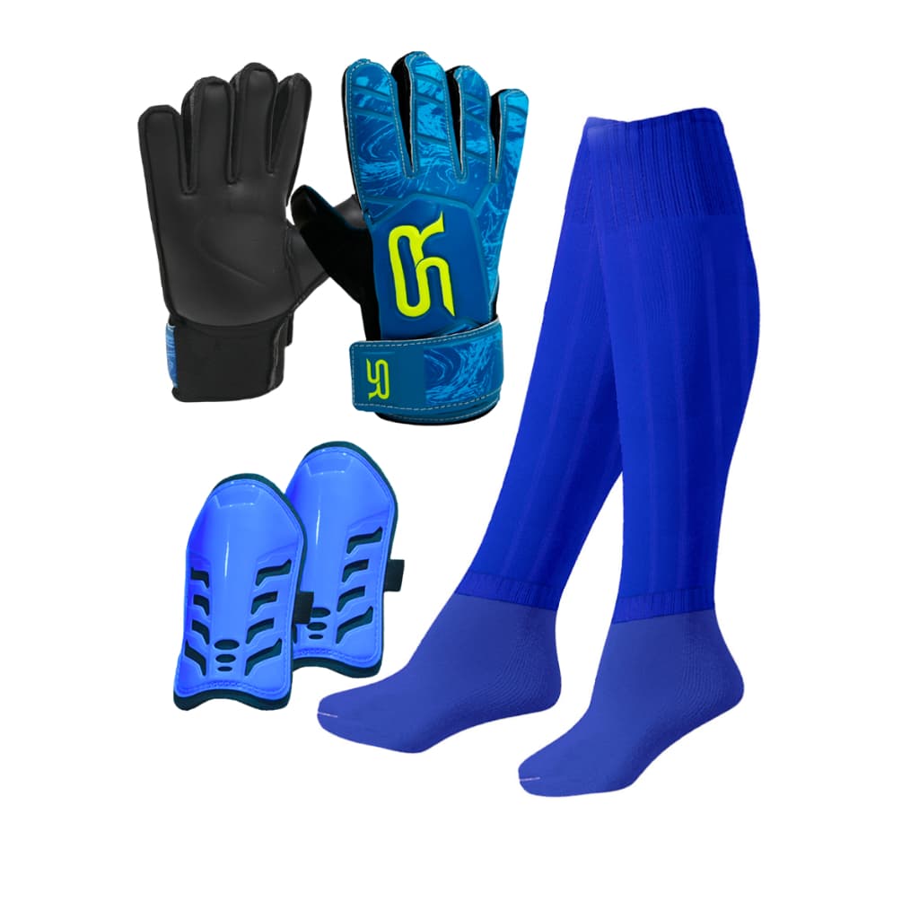 Kit Luva Goleiro Infantil + Meião Infantil + Caneleira Pocket Futebol
