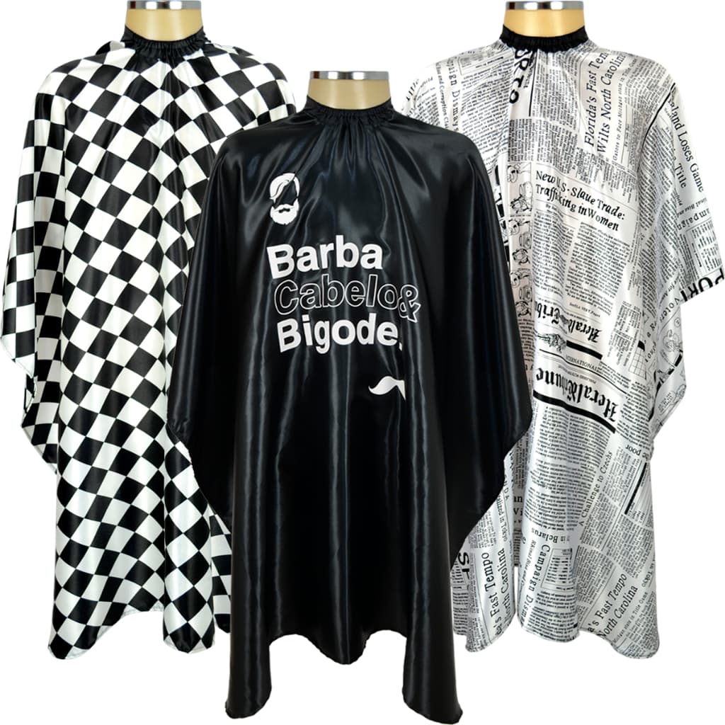 Capa De Corte De Cabelo Estampada p/ Barbearia, Cabeleireiro Kit Com 3 Un.