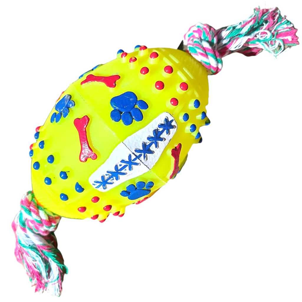 Brinquedo Mordedor Pet Bola Futebol Americano C/ Corda 35 cm Cães Médio e Grande Porte