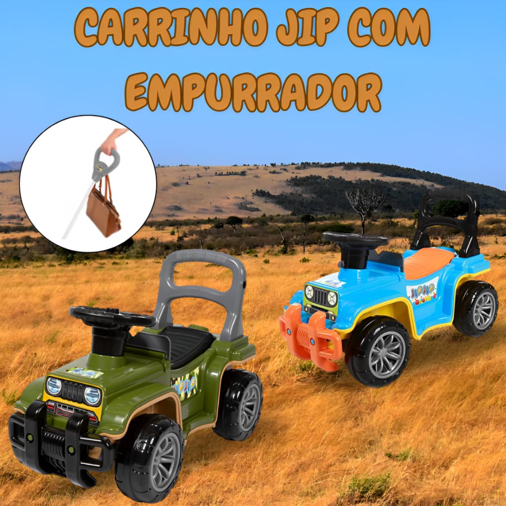 Carrinho de Brinquedo Jip Jip Infantil Empurrador Quadriciclo Motoca