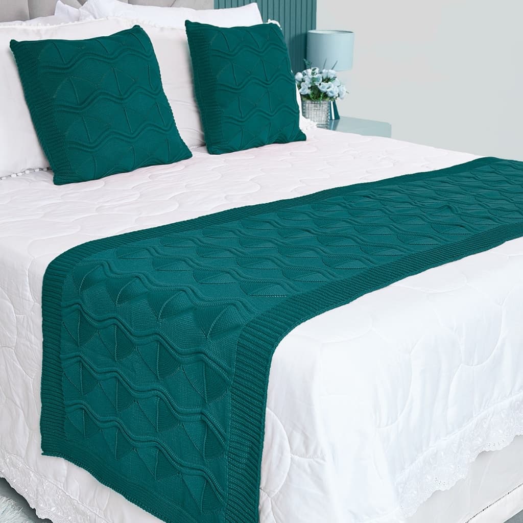 Peseira Manta Tricot Cama Casal Queen Relevo - SOMENTE A PESEIRA