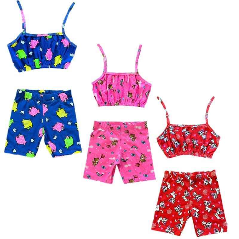Conjunto Verão feminino infanto-juvenil / top + shorts