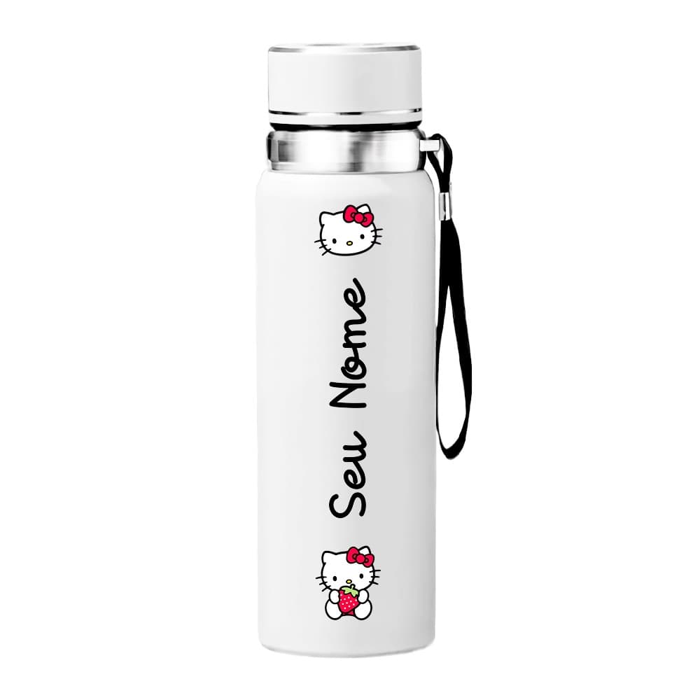 Garrafa Térmica de Aço Inox 800ml VACUUM CUP Personalizada da Hello Kitty com Nome [G-103]