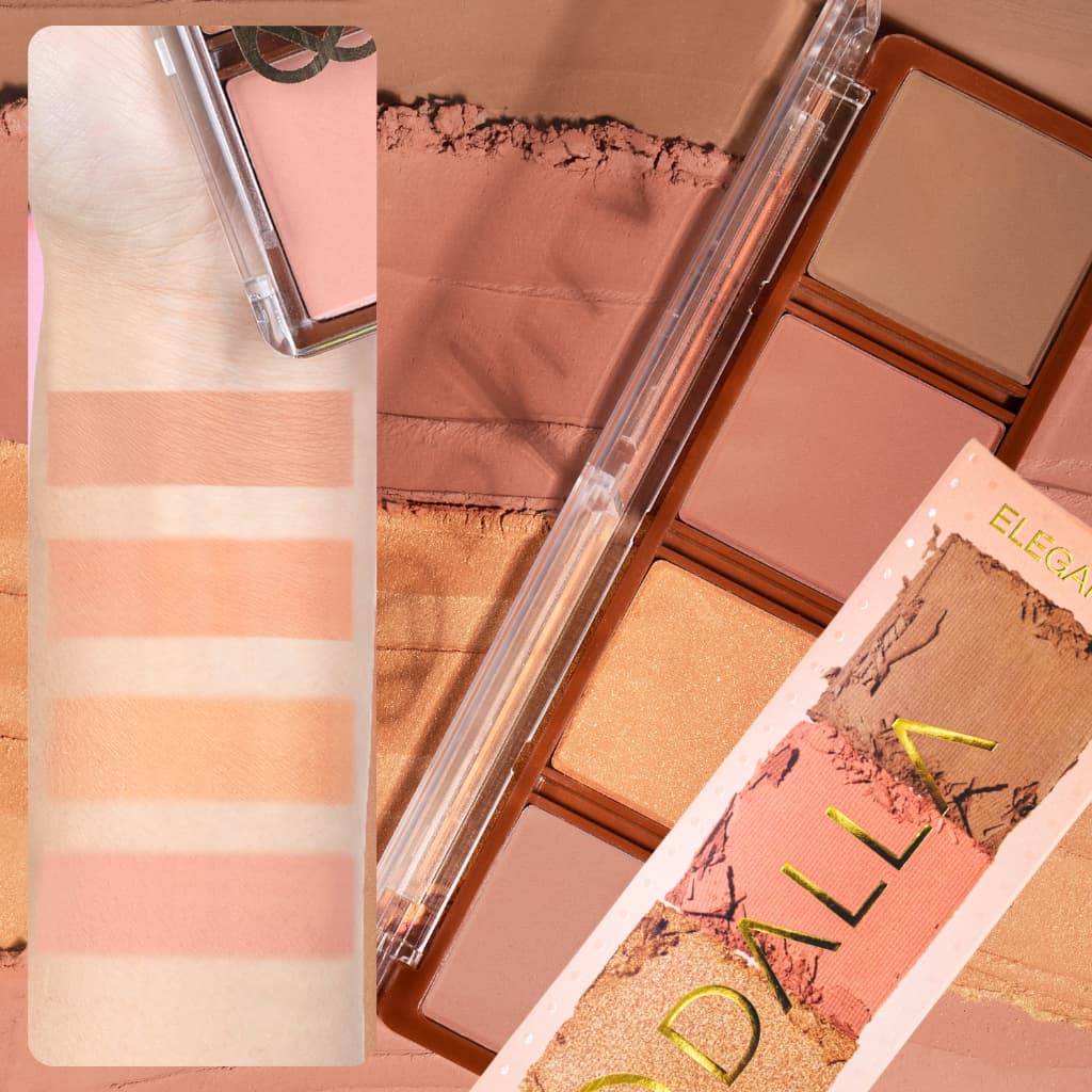 Paleta de Blush, Iluminador e Contorno Elegance