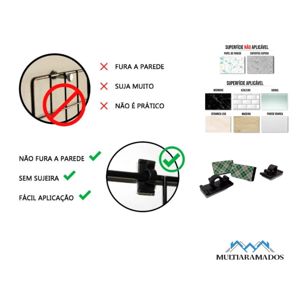 04 Clipes Auto adesivo Preto Para Tela Aramada Memory Board