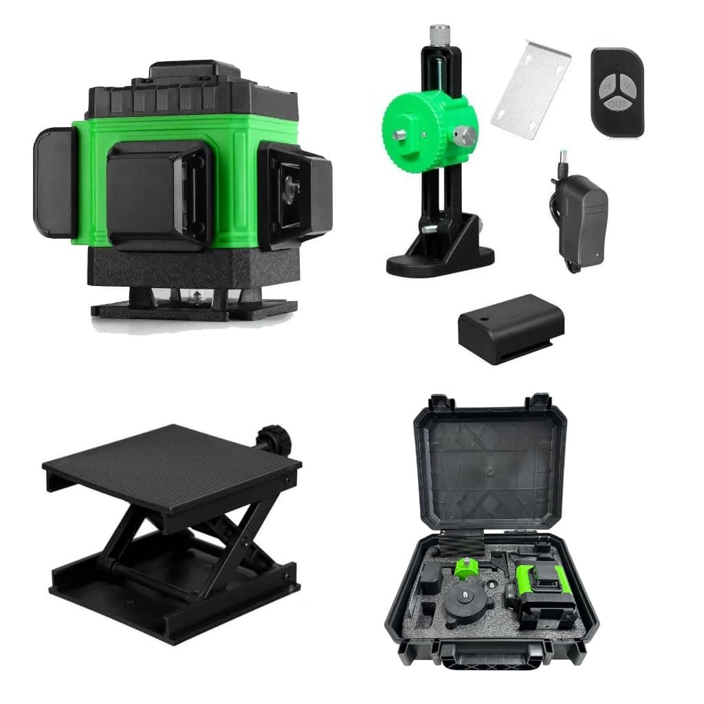 Nível 12 linhas Laser Recarregável 360 ° Automático Verde Vertical Horizontal Cruz