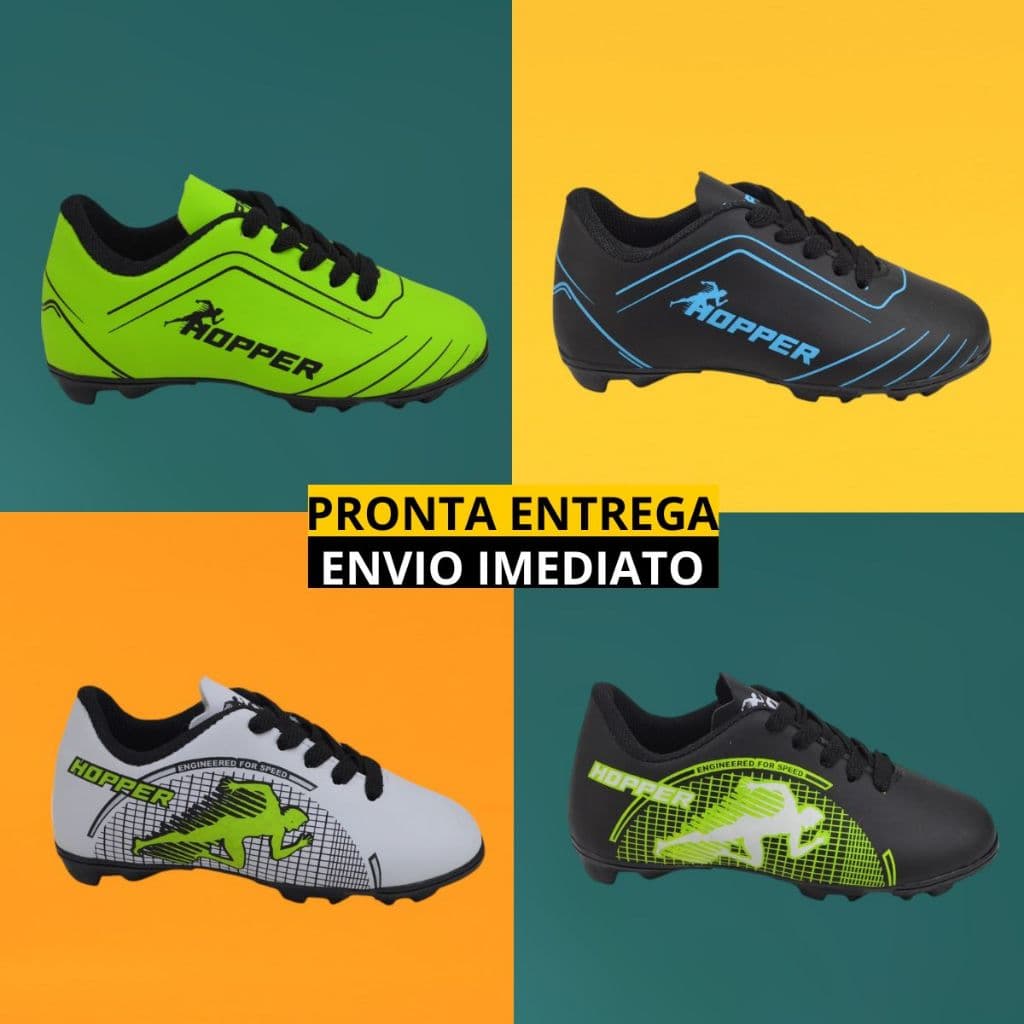 Chuteira Infantil Hooper – Design Moderno e Conforto para Futebol no Campo