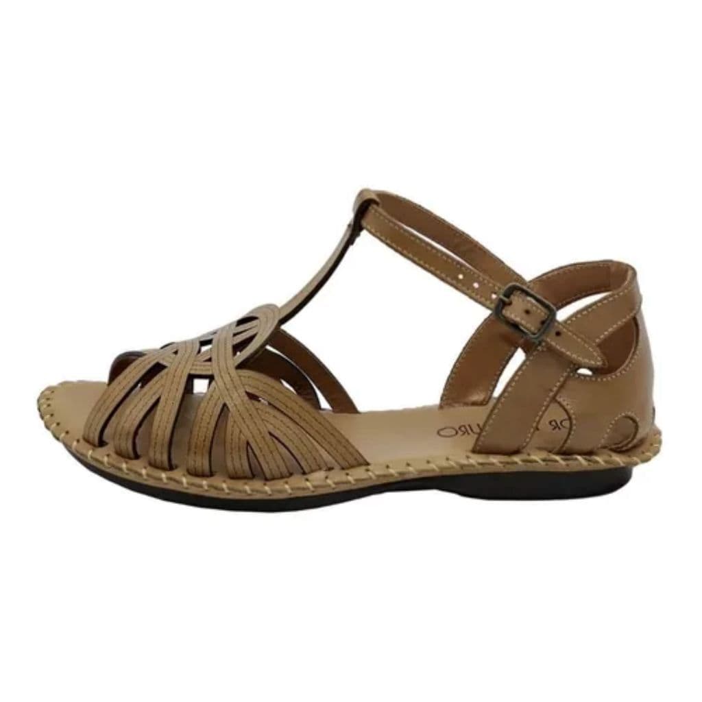 Sandália Rasteira Couro Legítimo Palmilha comfort Flor D'Couro 2144