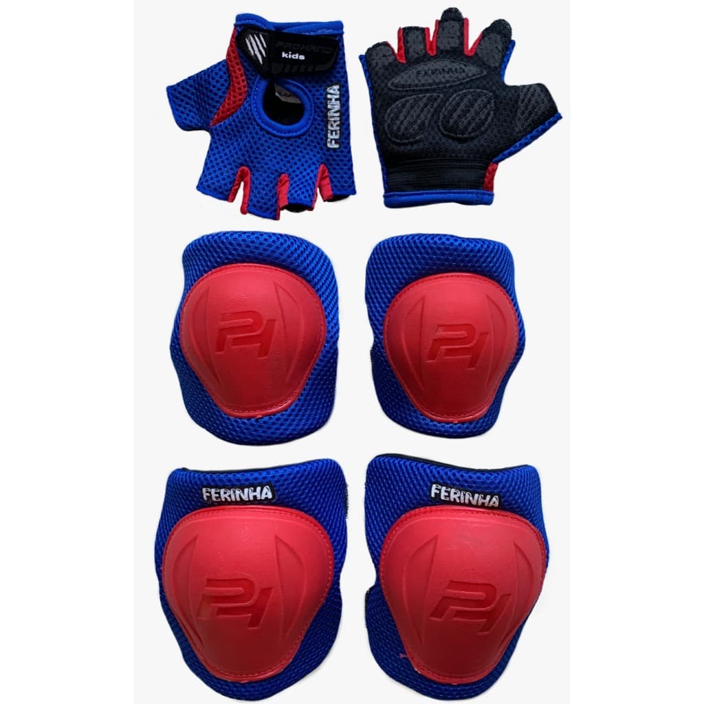 KIT INFANTIL DE LUVAS, JOELHEIRAS E TORNOZELEIRAS PRO HAND PARA PRATICA DE ESPORTES INFANTIL