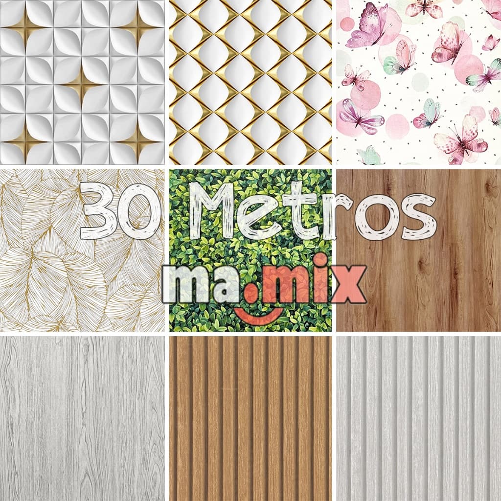Papel de Parede Adesivo Marmore Madeira Tijolo- 30 METROS X 45CM 3D