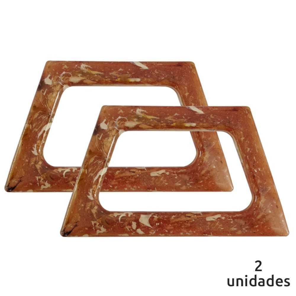 Alça de resina  trapézio (par) ideal para bolsas de crochê cor doce de banana
