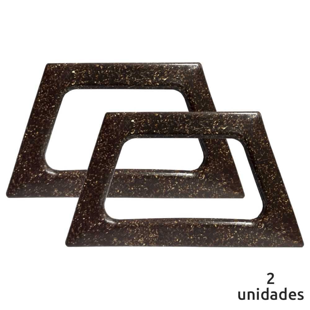 Alça de resina  trapézio (par) ideal para bolsas de crochê cor imbuia