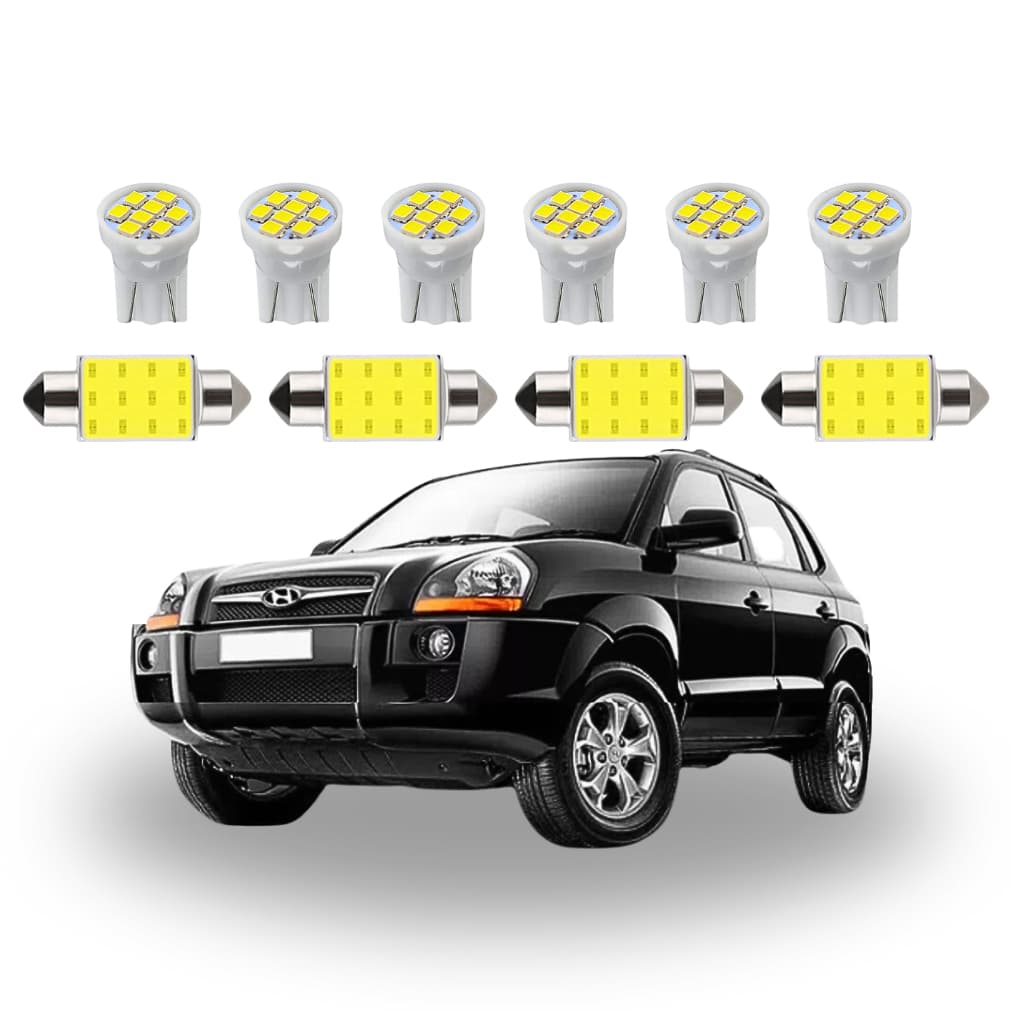 KIT Lâmpada Led Hyundai Tucson( Placa Farolete Ré Teto ) torpedo 36mm T10 pingo pinguinho trava