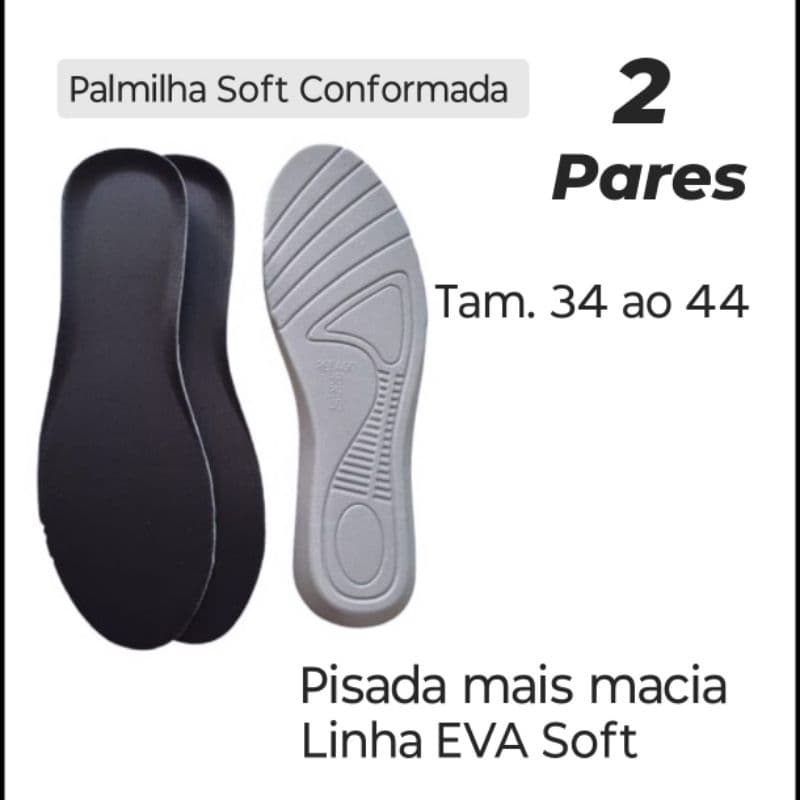 KIT 2 PARES PALMILHA SOFT CONFOT 34 ao 45 MACIA, PALMILHA TÊNIS,SAPATO,BOTA,ORIGINAL,ANTIBACTER,ANAT