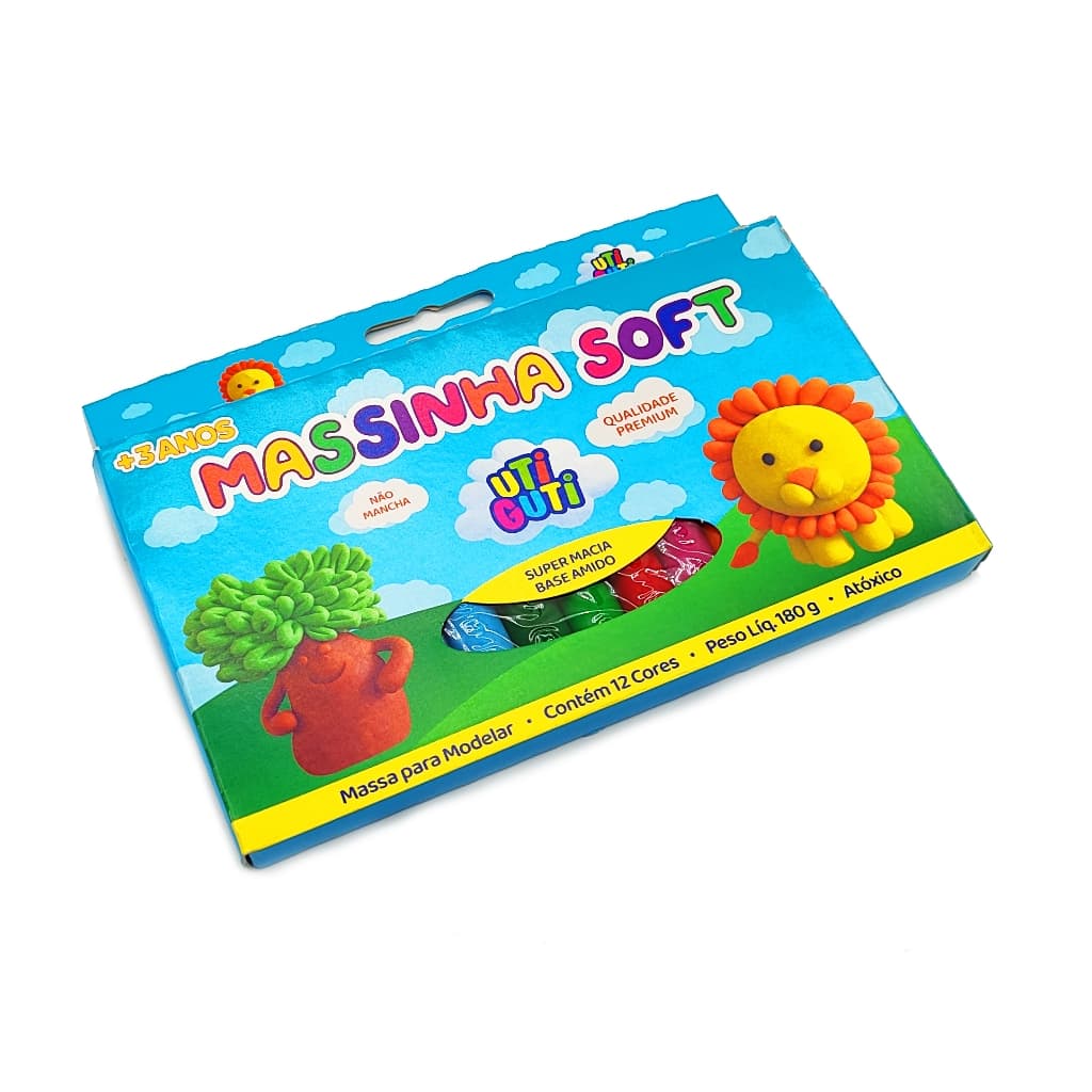 Massinha De Modelar Soft 180g 12 Cores Uti Guti Escolar