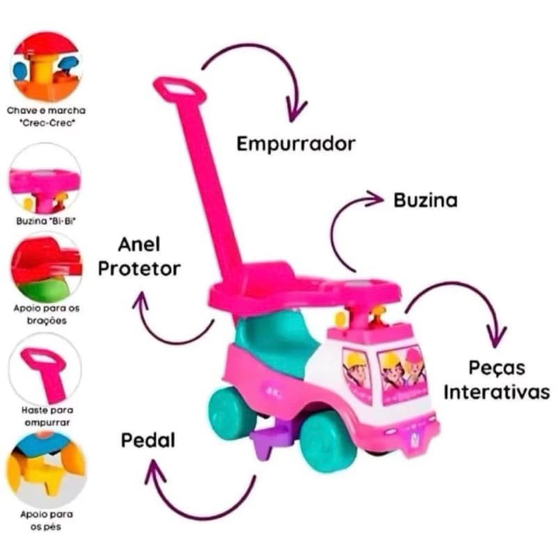 Totoka Plus para Bebe Carrinho Triciclo Infantil com Empurrador Cardoso Toys
