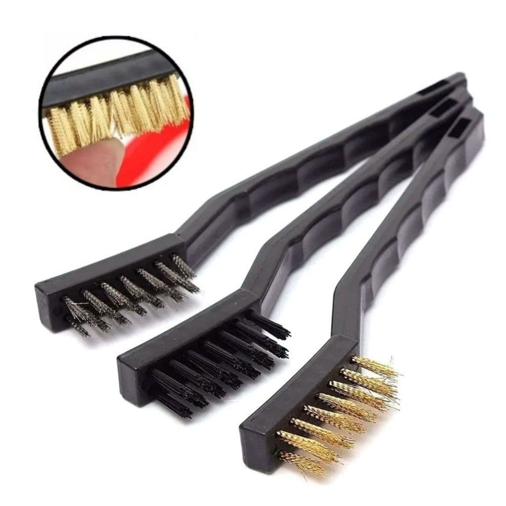 KIT 3 Escovas Aço para Limpeza Pesada (1 Aço, 1 Latão e 1 Nylon)