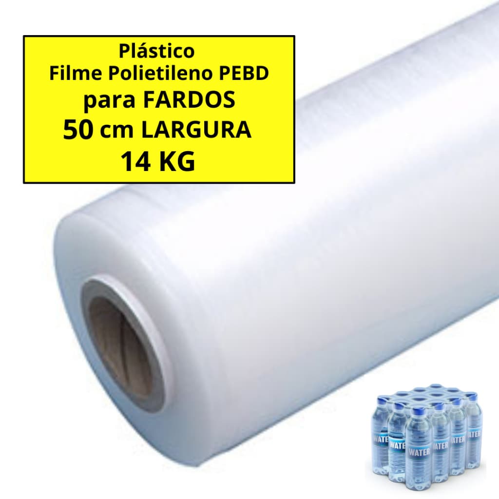 Bobina de Plástico para Fardos Filme PE ou PEBD 50 cm x 14 KG - Bobina Completa com Tubete