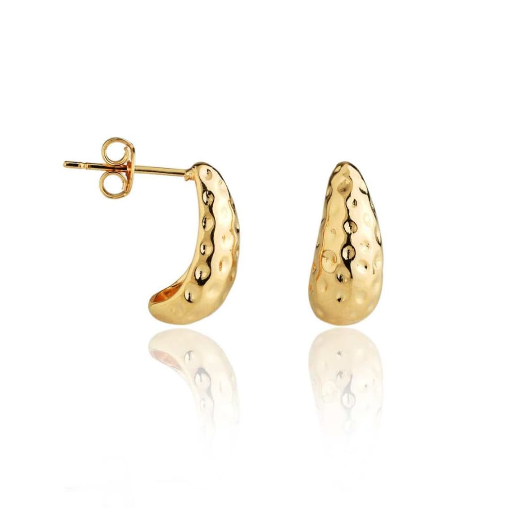 BRINCO BANHADO A OURO 18K GOTA TEXTURA PAR DE BRINCOS FEMININO POIAS DE LUXO FOLHADO - SEMIJOIA