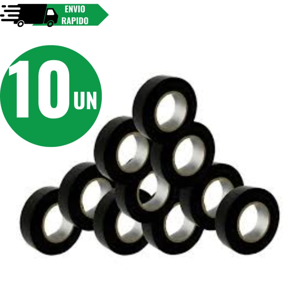 10 Fitas Isolante Preta 5 Metros c/ 10 rolos ou 20 rolos Isolamento Antichamas Uso Geral Profissional