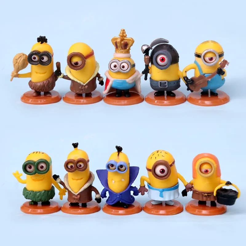Coleção Miniaturas Minions 10 peças Bonecos de enfeite Disney Decoração Presente Natal Crianças Adultos Desenho Anime