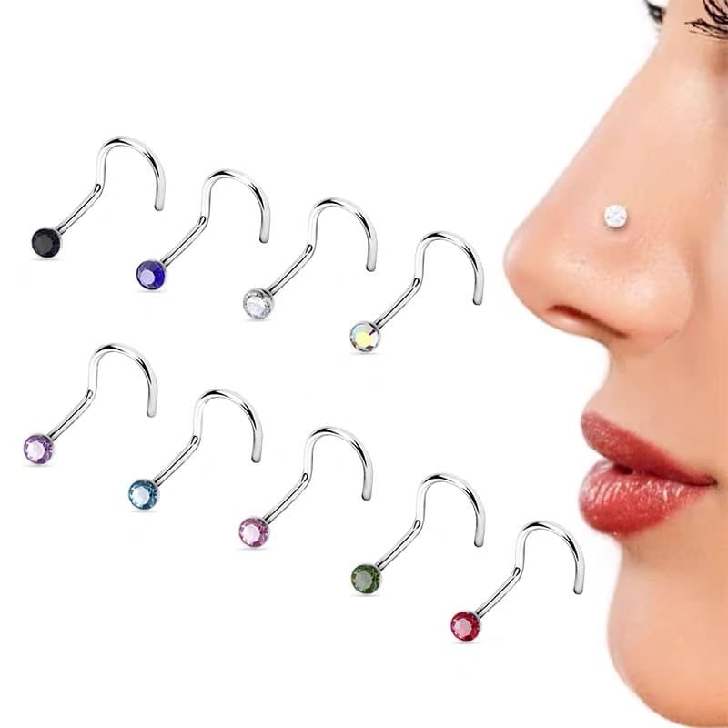 Piercing Nostril Ponto de Luz Titânio Multicolorido | de Nariz Piercing aba Nasal Titânio