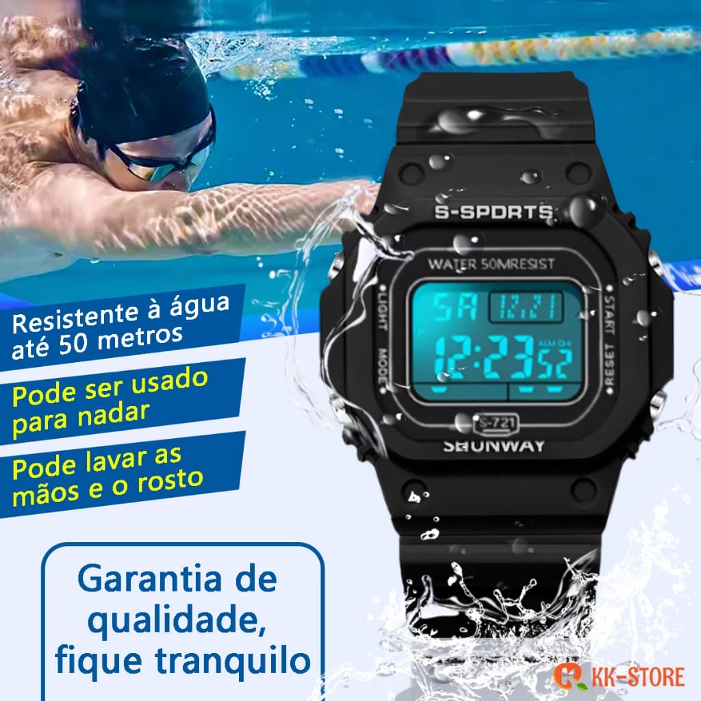 Relógio De Pulso Digital  À Prova D'Água Original Eletrônico Esportivo Multifuncional S721