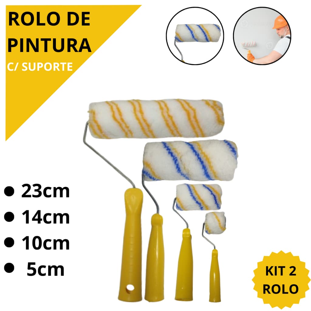 Kit com 2 rolo para pintura profissional