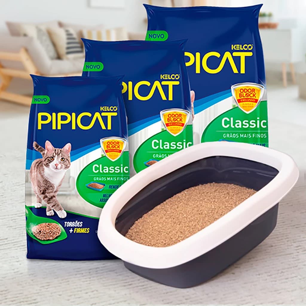 Areia Higiênica Pipicat Classic Grãos Finos 4kg