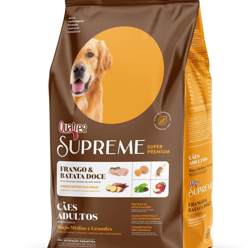 Ração Quatree Supreme Adulto Raça Grande Frango e Batata Doce 15kg