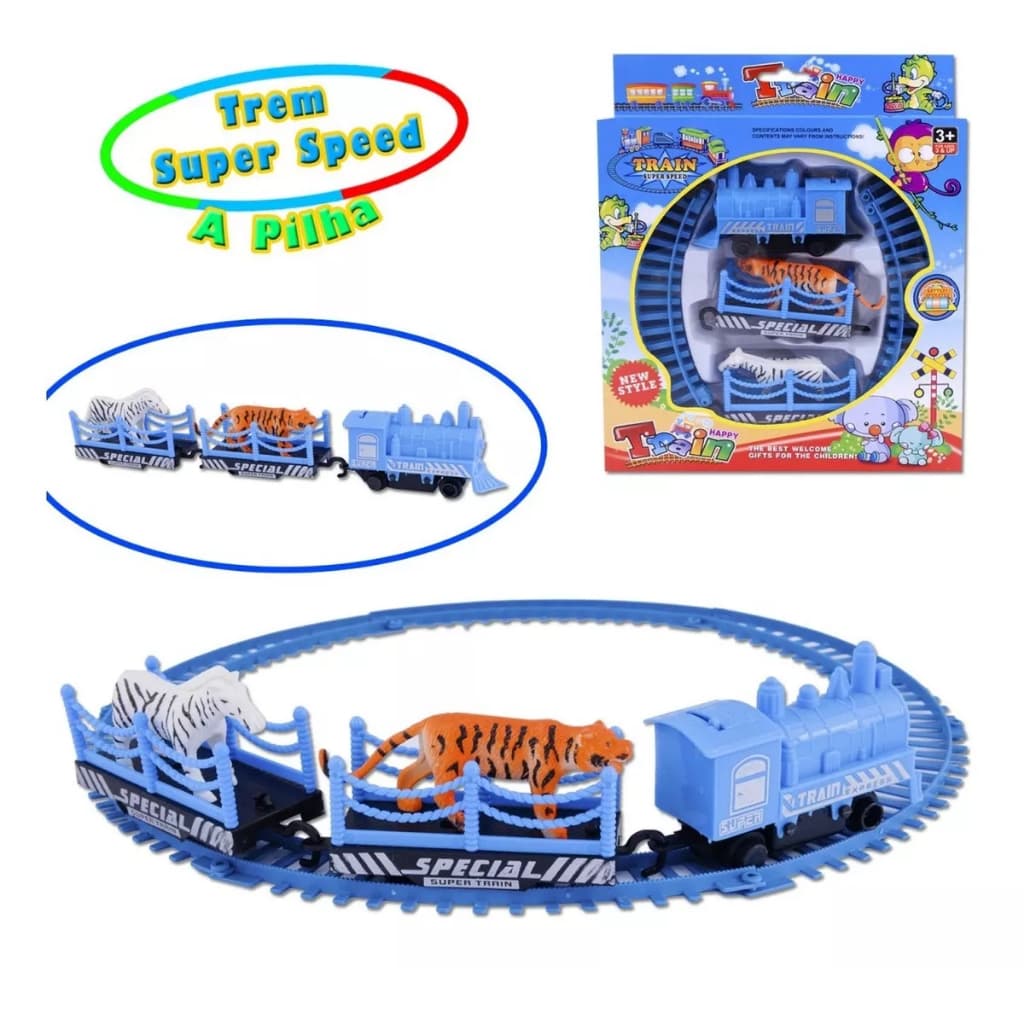 Trem Trenzinho Expressinho Zoo Animais Brinquedo 11 Peças Crianças- Art Brink