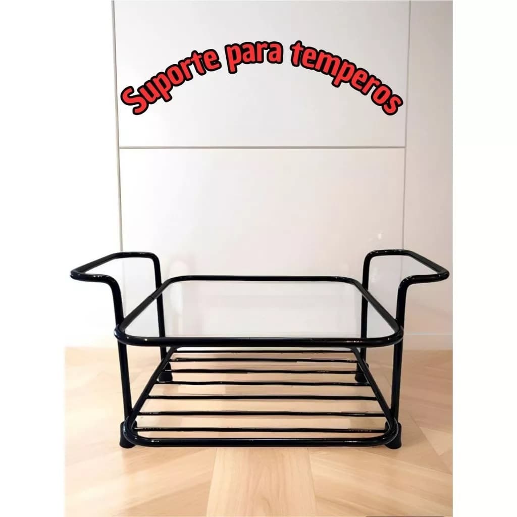 Suporte Condimentos Porta Tempero Preto Cozinha Sal Organização Pequeno