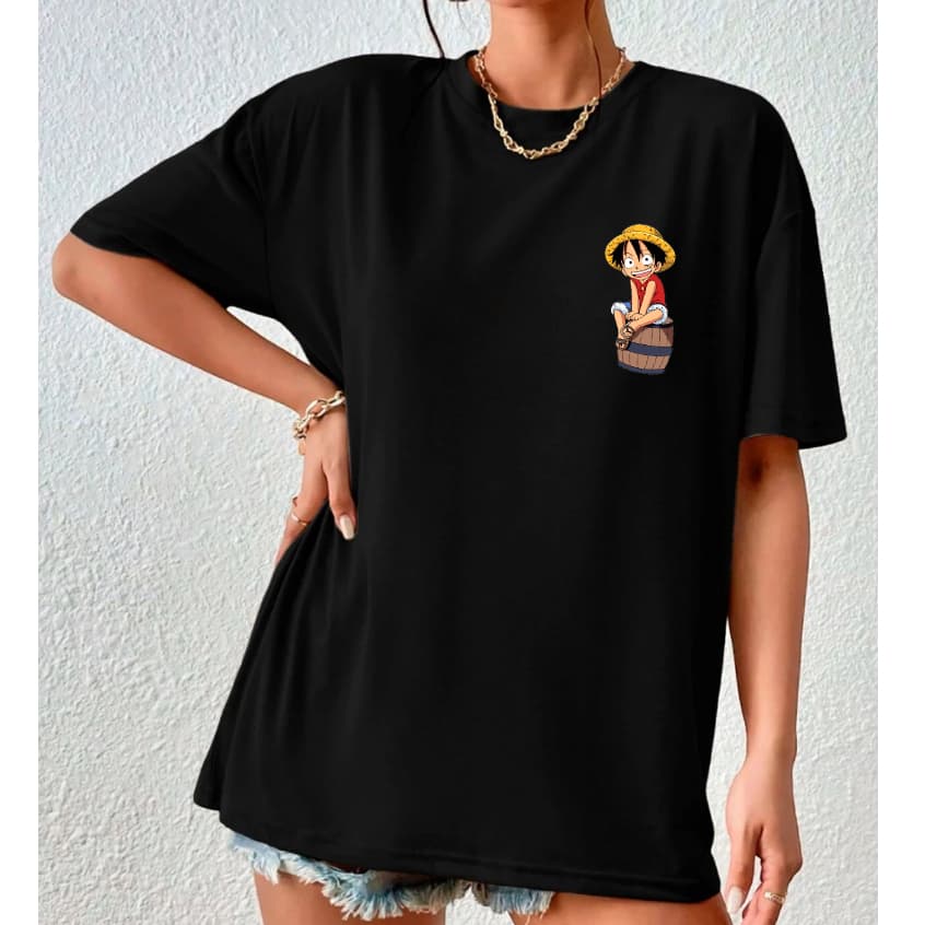 Camiseta Oversized Feminina Treino Estampada Anime T-shirt Luffy Gear 5 Mangá Moda Geek One Piece