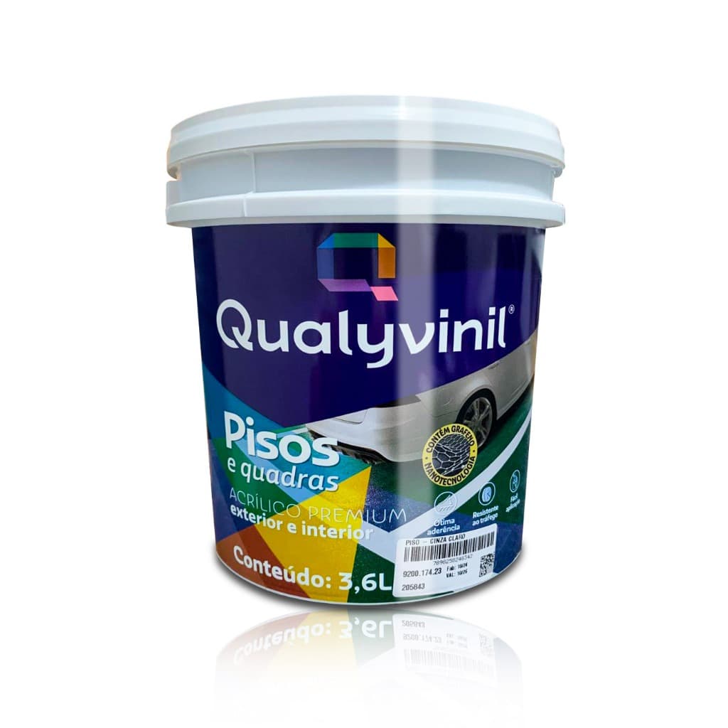 Tinta Acrílica Piso Premium 3,6L Qualyvinil Escada Varanda Calçada Quadra 20m²