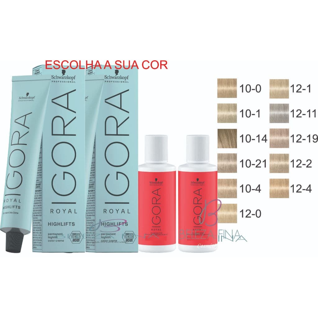 Kit 2 Colorações Igora Highlifts superclareadoras 60g + 2 Ox Schwarzkopf Professional - escolha