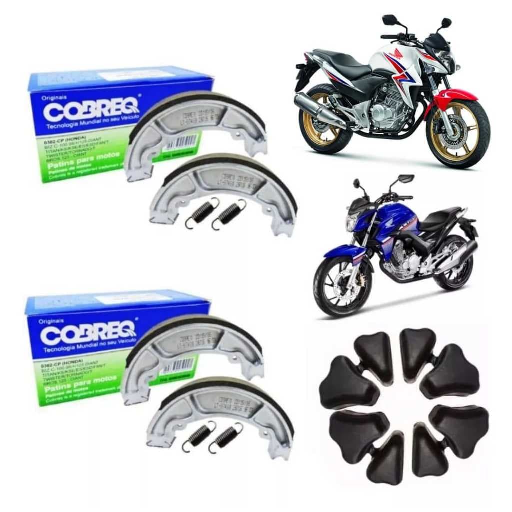 Kit 2 Lonas De Freio + bucha Honda Cg Titan Fan Start Cargo 125-150-160 - CB300 - TWISTER 250 COBREQ
