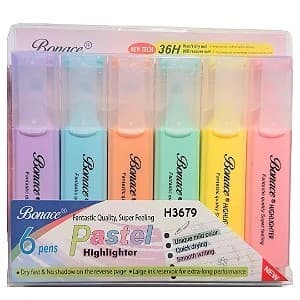 Marca Texto Highlighter 6 Unidades Cores Pastéis Bonace