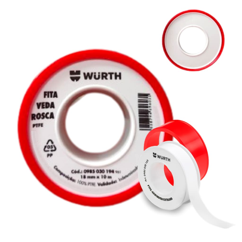 Fita Veda Rosca 18mm X 10m - Wurth - Kit 20 Unidades