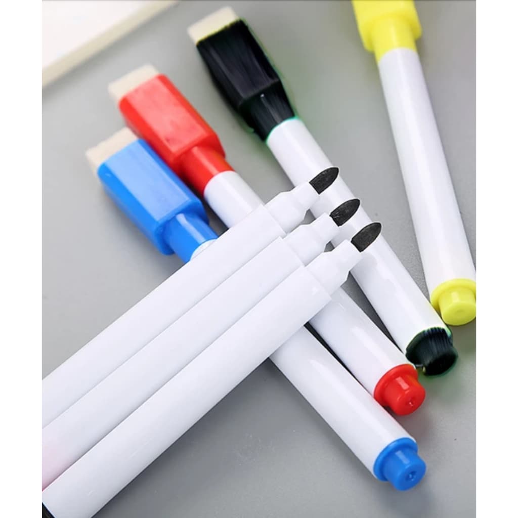 4 peças Caneta Marcadora com Apagador de espuma para Quadro Branco Apagável com imã para fixação no quadro