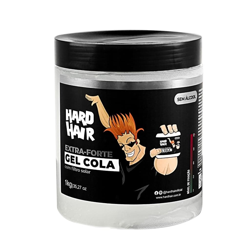 Gel Cola Para Cabelo Extra Forte Hard Hair de 500g e 1kg