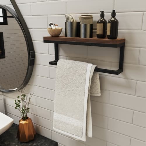 Porta Toalhas de Rosto com Prateleira Estilo Industrial Suspenso