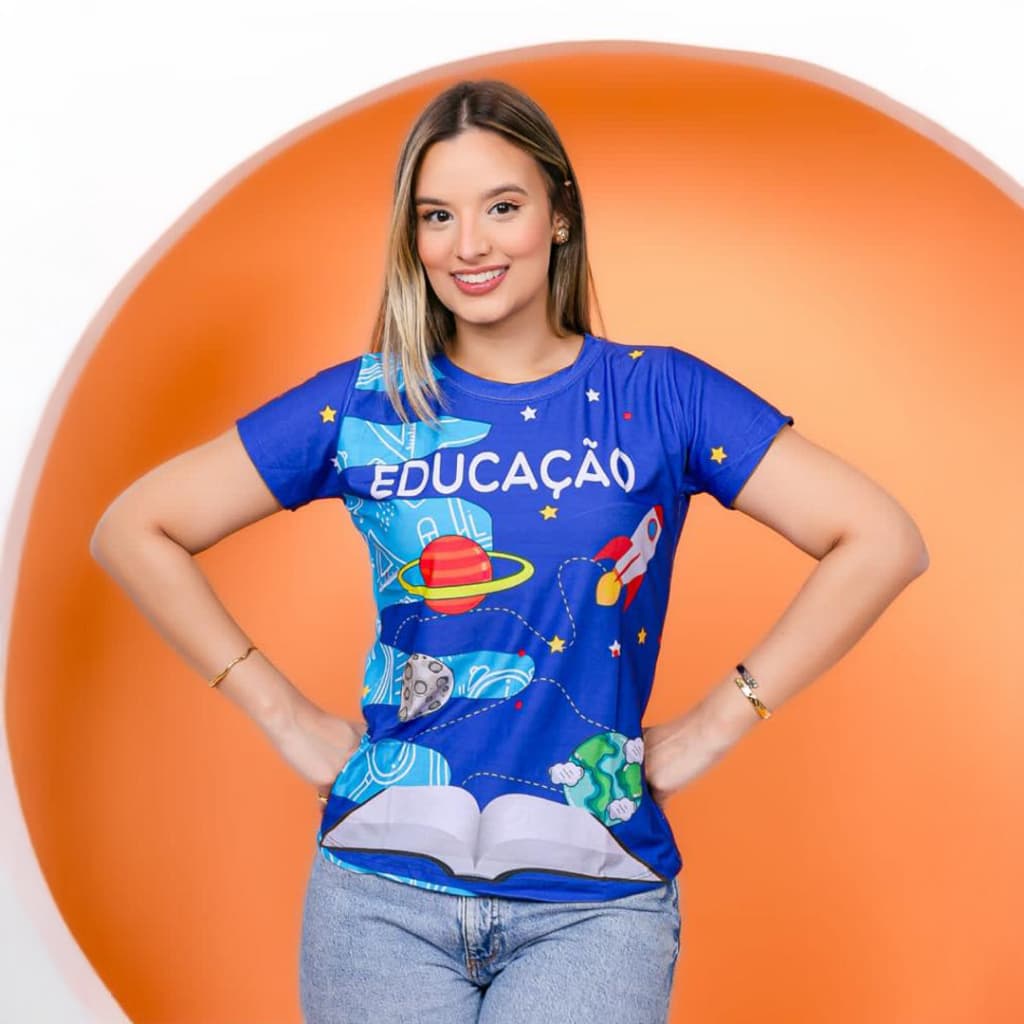 Tshirt Blusa Feminina Educação Foguete Azul Camiseta Camisa Baby Look