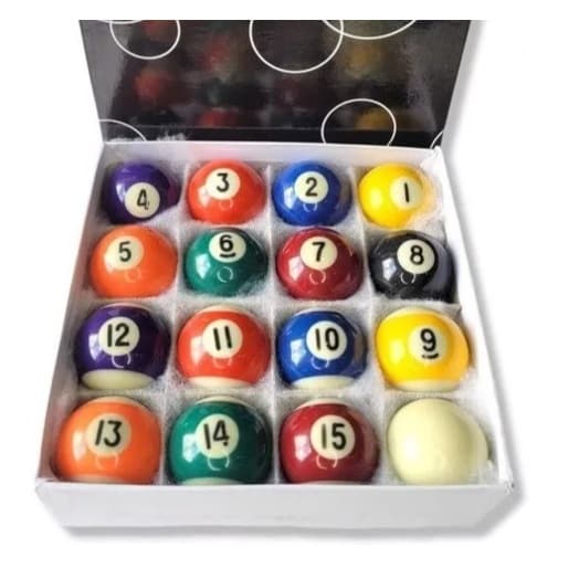 Jogo Bolas Bilhar Sinuca faixadas e Numerada 54mm+ branca 54mm